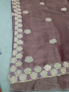 Elegant Floral Embroidered Saree
