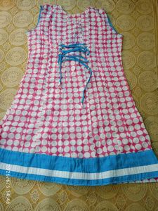 Pink &amp; White Polka Dot Kurta