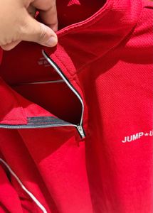 Bright Red Quarter Zip gym tshirt