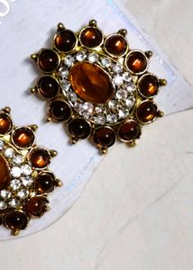 Vintage Amber & Crystal Earrings