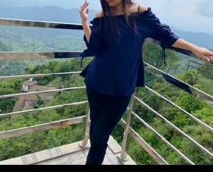 Off-Shoulder Navy Blue Top