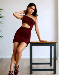 One Shoulder Front Cut-Out Mini Bodycon Dress 😽🫶