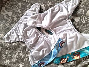 2 Reusable Cloth Diapers - Monkey &amp; Rainbow Prints