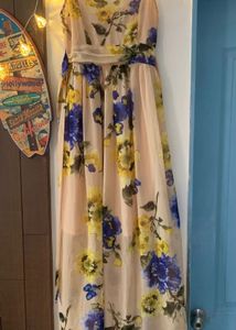 Floral Print Maxi Dress with Belt