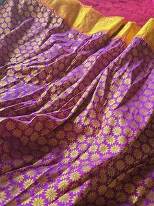 Purple &amp; Gold Silk  half Saree