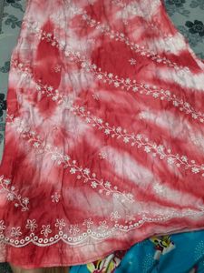 Pink Tie-Dye Kurta Set with Embroidery