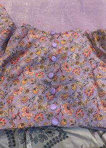 lavender saree with blouse