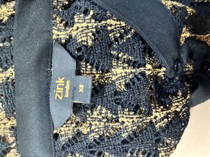 Shirt | XS | Black &amp; Gold Crochet Blouse