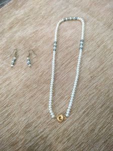 Pearl Necklace and Earring Set