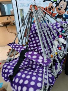 Purple Polka Dot Baby Swing