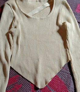 Ribbed Knit Asymmetrical Top