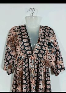Bohemian Print V-Neck Mini Dress