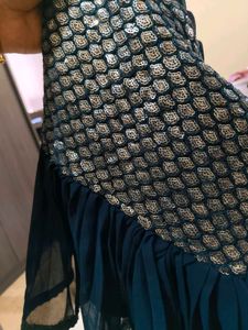 Elegant Teal Sequined Kurta Set with Sharara