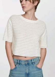 MANGO Top Sale 🚨🚨🚨Off-white cropped Crochet