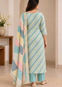 Pastel Aqua Mirror Work designer Kurta Set