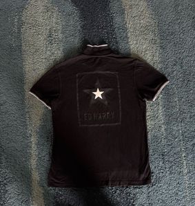 Ed Hardy Black Polo T-Shirt – Star Logo Graphic,