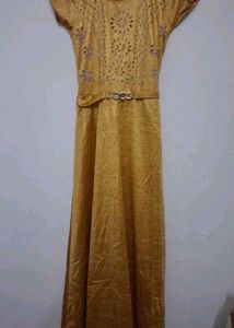 Elegant Mustard Yellow Ethnic Gown