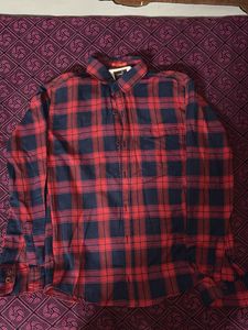Classic Red Flannel & Navy Plaid Shirt