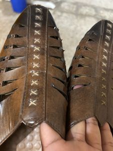 Prolific Brown Ethnic Mojari Shoes