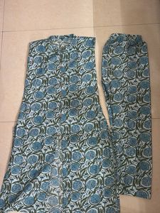 Blue Floral Print Kurta with Pants