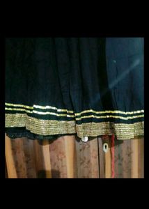 Elegant Black Skirt with Gold Border