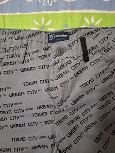 Grey Typographic Print Shorts For Boys Size 5-6yrs