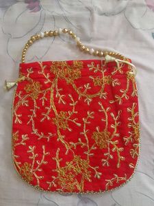 Red Embroidered Potli Bag🤩❤️