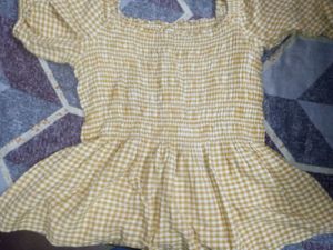 Yellow Gingham Smocked Top