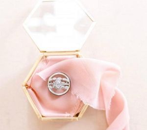 Gold &amp; Glass Hexagon jewellery Box