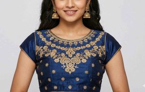 Embroidered Navy Blue Blouse