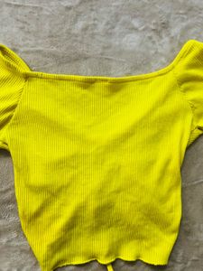Bright Yellow Ruched Crop Top