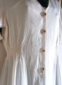 Elegant White Button-Down Midi Dress