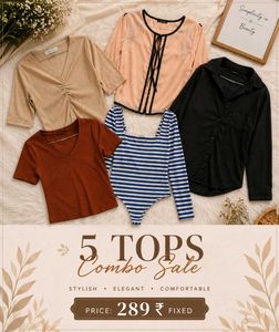 🧚🏻‍♀️5 Piece Women's Top Combo Sale 🌷