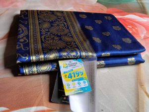 Elegant Royal Blue Silk Saree with Zari Work