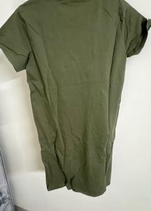 Olive Green Basic T-Shirt Dress