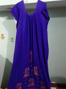 Comfortable Royal Blue Nightgown with Print