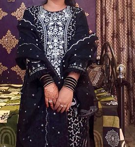 Black Embroidered Pakistani Suit