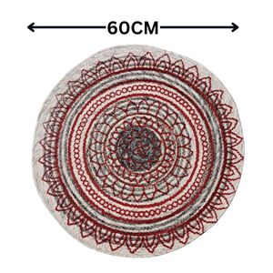 Handmade Round Wool Rope Doormat – 60 cm