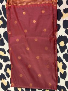 Elegant Red Brocade Silk Saree