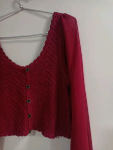 Red Full Sleeves Balloon Top