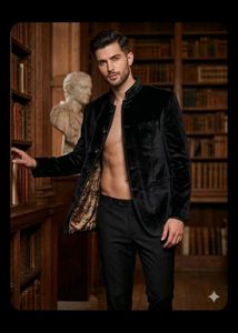 Men's Black Velvet Blazer