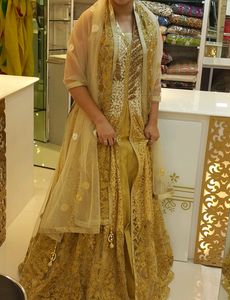 Elegant Gold Embroidered Anarkali Dress