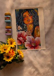 Vibrant Floral Portrait Painting