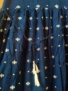 Blue Printed Sleeveless Maxi Dress