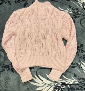 Dusty Rose Cable Knit Sweater