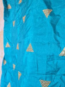 Teal Kurta with Gold Triangle Print