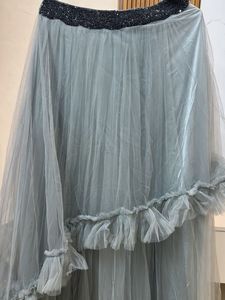 Grey Tulle Ruffle Ethnic Skirt