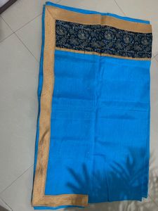 Beautiful Blue Saree with Golden Border