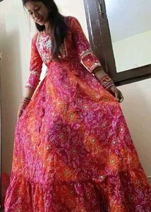 Festive Orange Printed Kurta