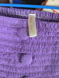 Purple Textured Square Neck Peplum Top